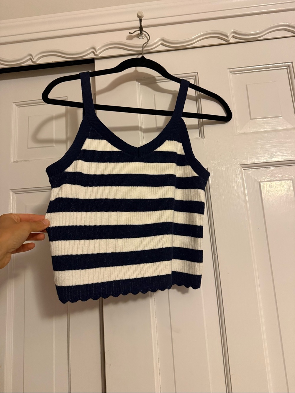 Striped Knit Tank Top - Navy & White
